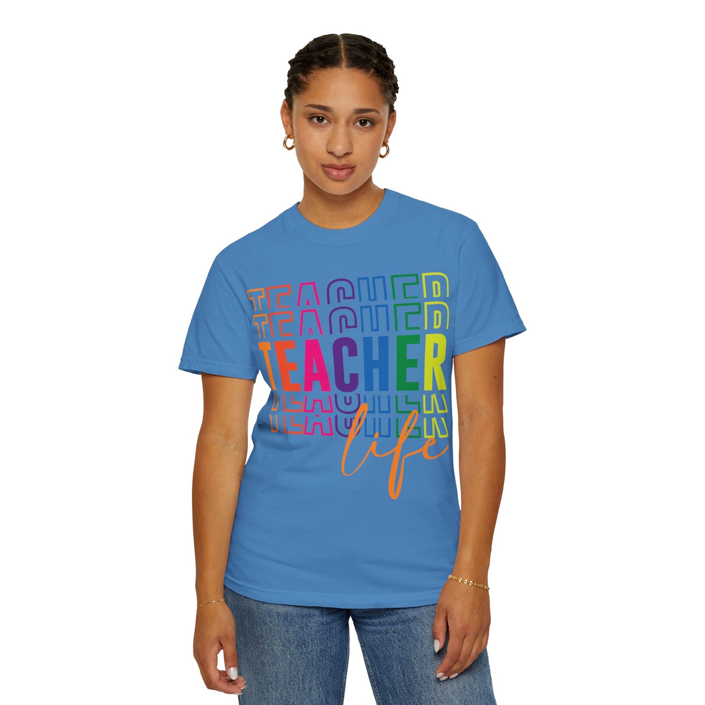 Vibrant Teacher Life T-shirt, Gift for Teachers, School Apparel, Teacher Appreciation Day, Classroom Wardrobe, Unisex Floral Tee