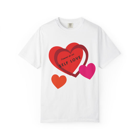 Self Love Heart T-Shirt | Unisex Garment-Dyed Tee for Self-Care, Valentine's Day Gift, Affirmation Wear, Casual Style, Gift for Friends